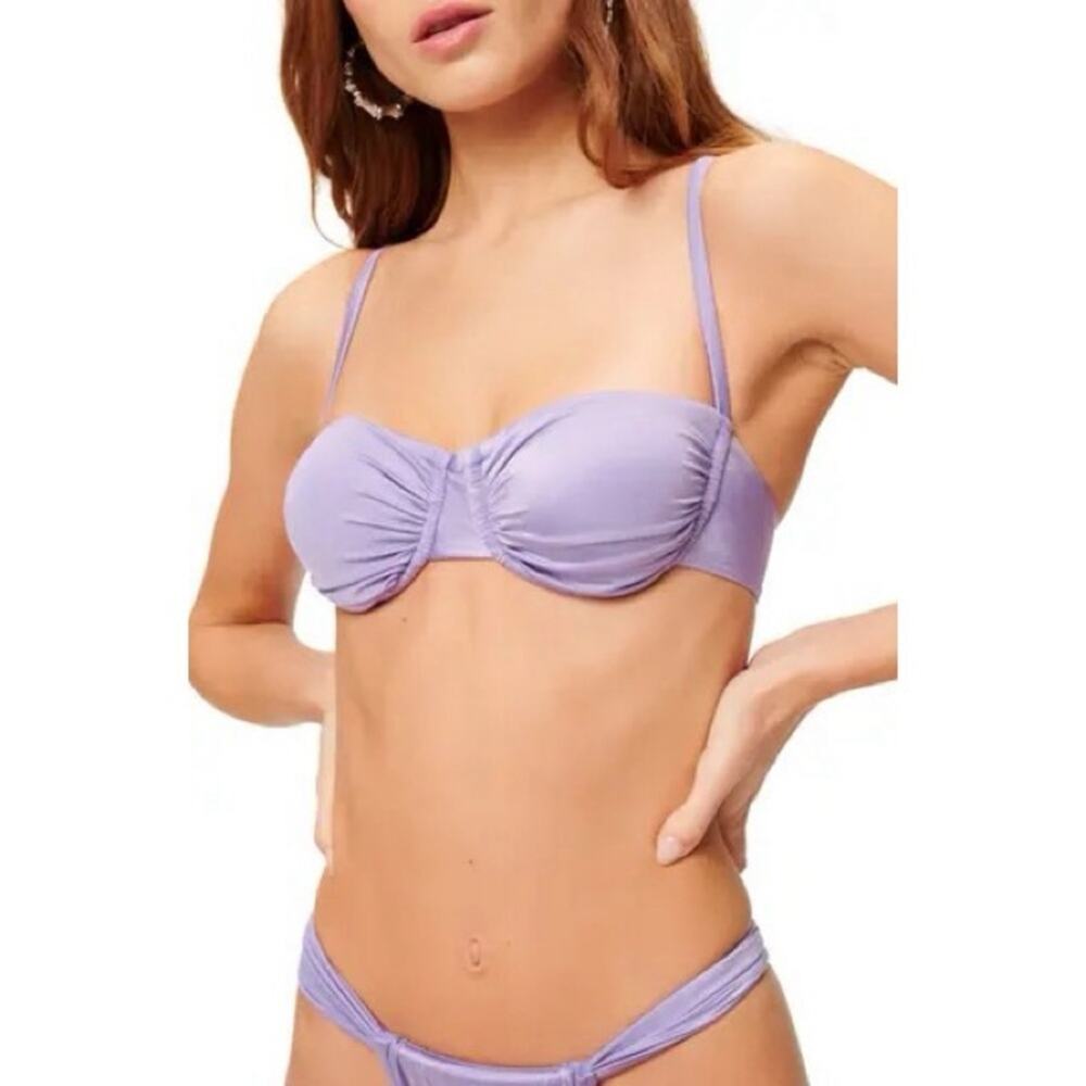 Good American Shiny Ruched Demi Underwire Bikini Top